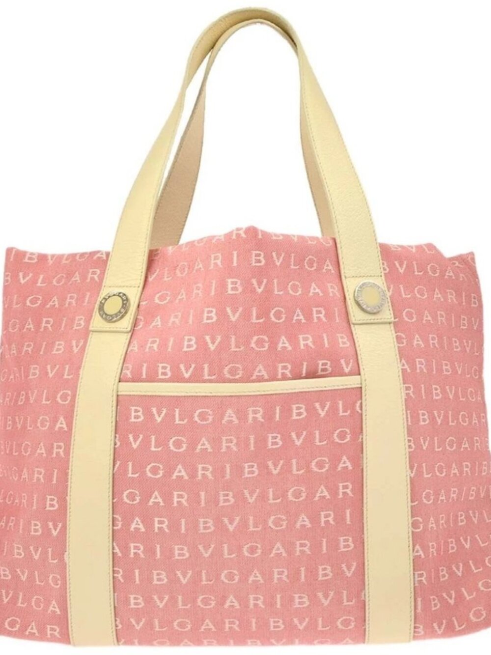 Bvlgari Pink Canvas Logomania Tote Handbag APELEA 116999